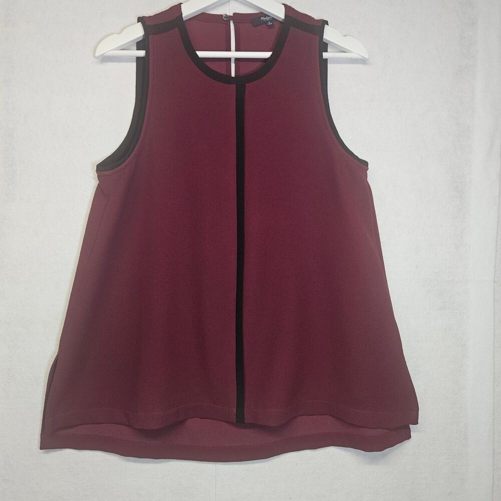 Madewell Burgundy and Black Sleeveless Colorblock Tunic Shirt - Size Small